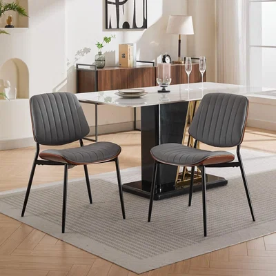 The Range Set of 2 Modern faux leather Dining Chairs - Orange