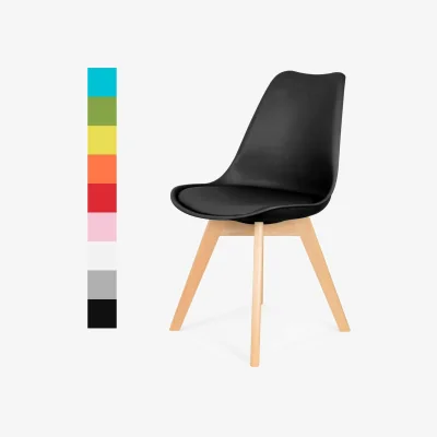 The Range Dining Chair with Wooden Legs(Blue Chair 1) - Black / 1