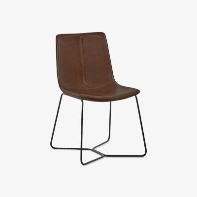 The Range Joren Set of 2 PU Leather Dining Chairs - Tan Brown/Orange