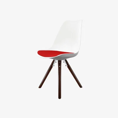 The Range Soho Plastic Dining Chair with Pyramid Dark Wood Legs - Red