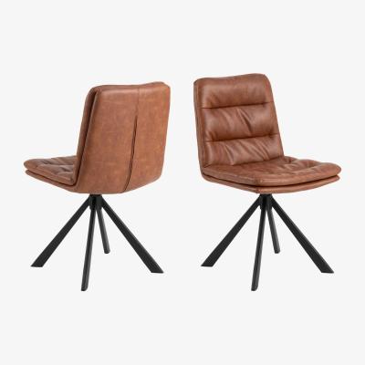 The Range Pair of Dean Swivel Dining Chairs - Brandy