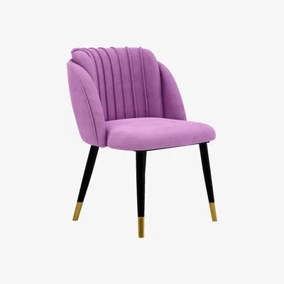 The Range Milano Velvet Dining Chair Single - Purple / Gold End Caps