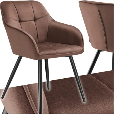 The Range Dining Chair Marilyn - Velvet Look, Quilted Pattern - Brown/Black / 1