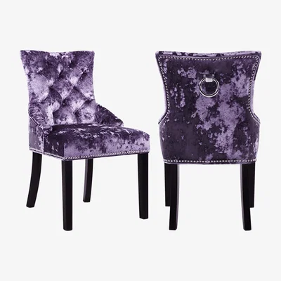 The Range 2 Crush Velvet Dining Chairs Set - Purple