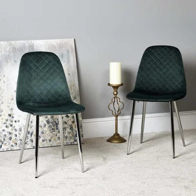 The Range Archie Dining Chair Chrome Legs - Dark Green
