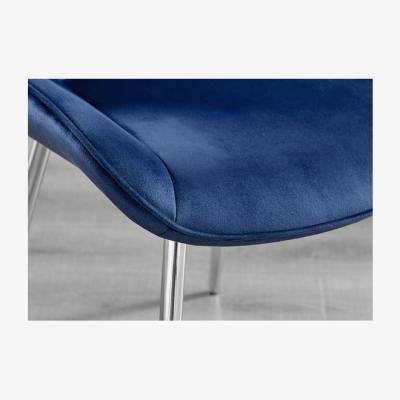 The Range Imperia 4 White Dining Table and 4 Pesaro Silver Leg Chairs - Blue