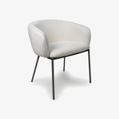 The Range Pair of Lola Boucle Dining Chairs - White