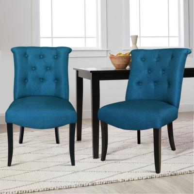The Range Blue Linen Dining Chair Sets of 2 - Blue