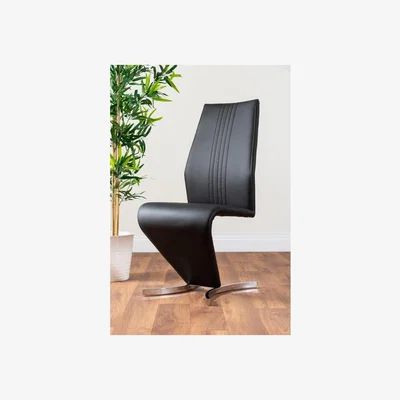 The Range 2x Willow Faux Leather Chrome 'Z' Dining Chairs - Black