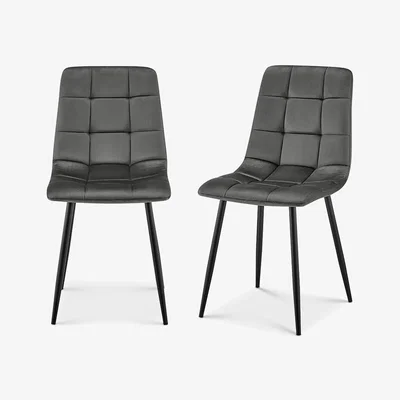 The Range Zurich Embossed Velvet Dining Chair - Grey / 2
