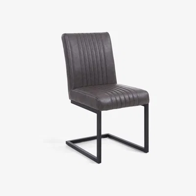 The Range Pair Of Archer Cantilever Leather Effect Grey Dining Chair