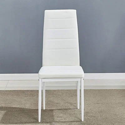 The Range Dining Chairs Set of 6 Leather Kitchen Chairs - White