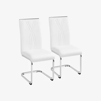 The Range Set of 2 Modern Faux Leather Chairs - White
