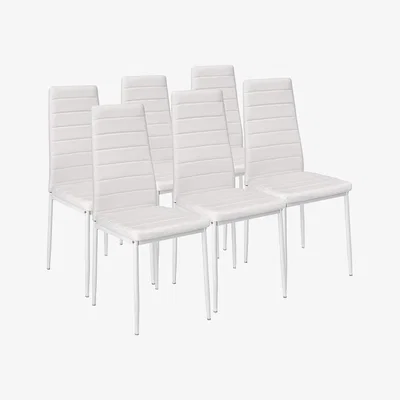 The Range Set of 6 or 4 White Faux Leather Padded Chairs - White / 6
