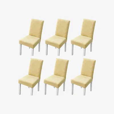The Range Stretchy Universal Checkered Dining Chair Covers - Yellow / 6