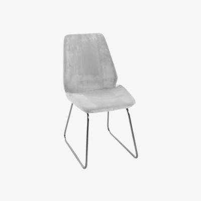 The Range Light Grey Fabric Set of 2 Dining Chair with Chrome Sled Base - Grey