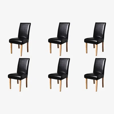 The Range Faux Leather Dining Chair Covers - Black / 6