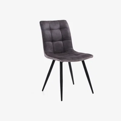 The Range 2 Piece Set Of Dark Grey Suede Modern Dining Chairs With Black Wooden Legs - Grey