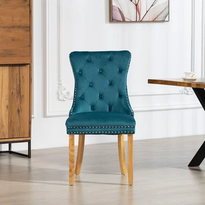 The Range Rodero Velvet Fabric Dining Chairs - Set of 2 - Teal