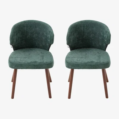 The Range Livingandhome Ergonomic BackrestSet of 2 Upholstered Dining Chairs - Green