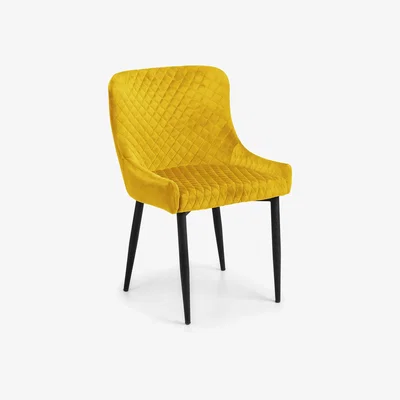 The Range Set Of 2 Luxe Velvet Dining Chairs - Mustard - Mustard