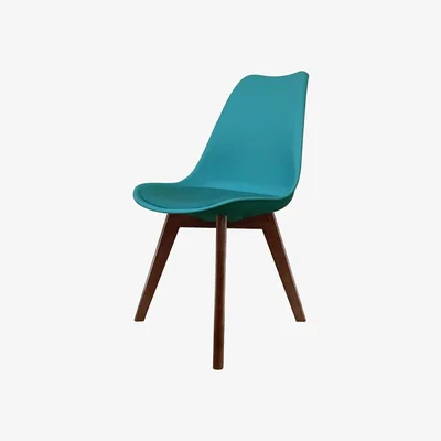 The Range Soho Plastic Dining Chair with Squared Dark Wood Legs - Teal
