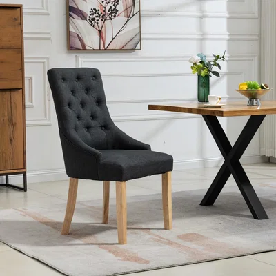The Range Set of 2 Ravenna Fabric Dining Chairs - Black
