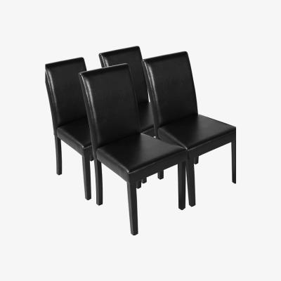 The Range Set of 4pcs Black Dining Room Faux Leather Chair - Black