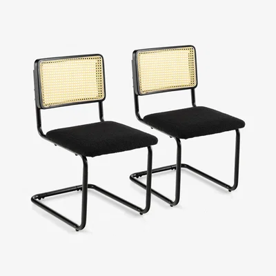 The Range 2 Pcs Rattan Dining Chairs-Black - Black