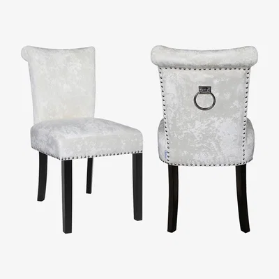 The Range Crushed Velvet Comfy Dining Chairs Set - White