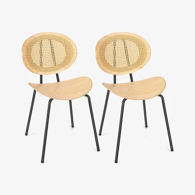 The Range Set of 2 Rattan Dining Chair - Brown