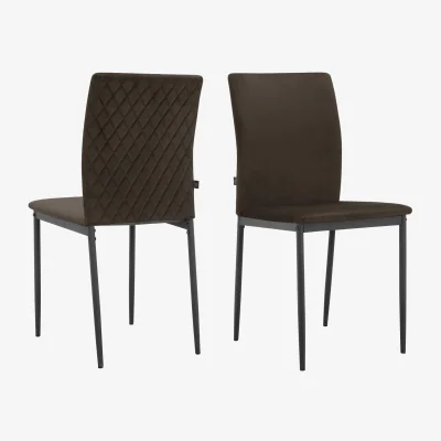 The Range Pavia Dining Chair in Velvet in 2 Pack - Mink Brown