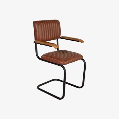 The Range Industrial Chairs Black Metal and Brown Leather - Brown
