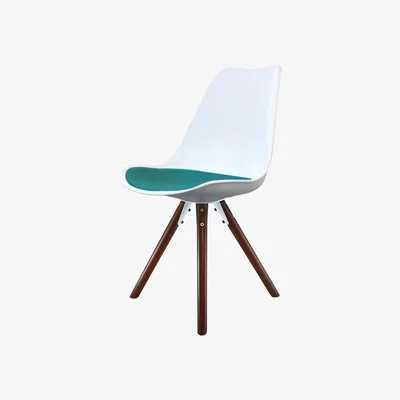 The Range Soho Plastic Dining Chair with Pyramid Dark Wood Legs - Teal