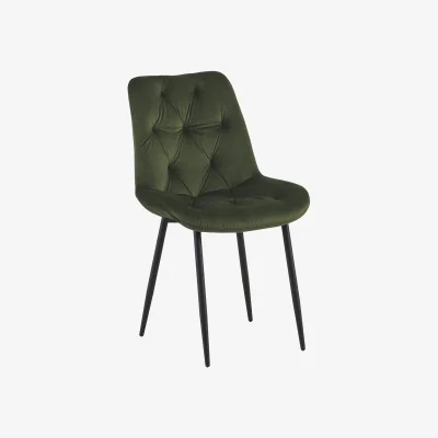 The Range Set of 4 Velvet Dining Chairs with Ergonomic Upholstered Seat --Green - Sage Green / 120kg
