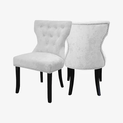 The Range Crushed Velvet Dining Room Chairs Set - White