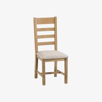 The Range Pair of Bisbrooke Country Ladder Back Dining Chair With Fabric Seat - Medium Oak