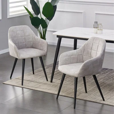 The Range Faux Matte Suede Leather Dining Chairs Accent Home and Restaurants Adrian - Light Grey