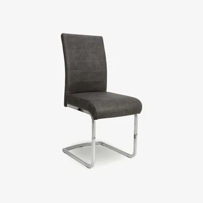 The Range Pair of Callisto Suede Effect Dining Chairs - Dark Grey