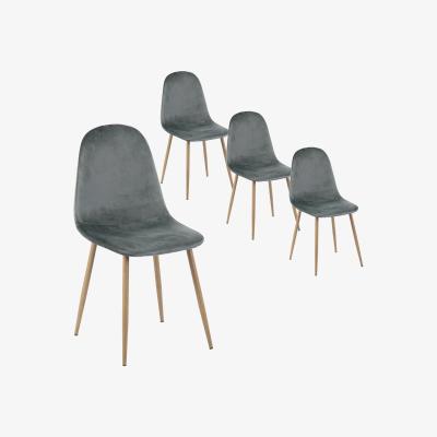 The Range Charlton Set of 4 Velvet Scandinavian Dining Chairs  - Grey