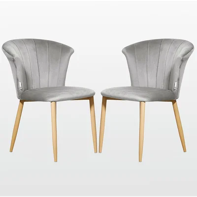 The Range Elsa Velvet Dining Chair Set of 2 - Grey