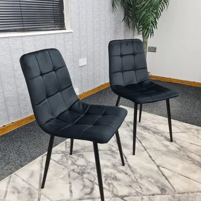 The Range Dining Chairs Set Of 2 Black Tufted Chairs Velvet Chairs Seats Kosy Koala - Black