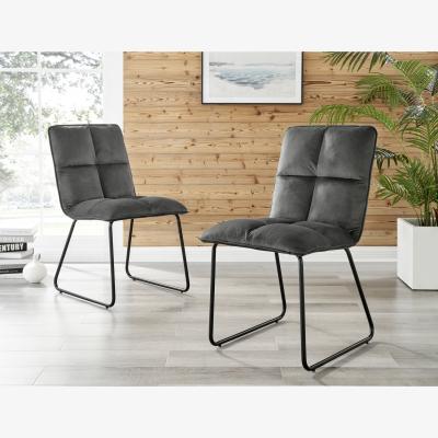 The Range 2x Menen Fabric Black Leg Dining Chairs - Dark Grey