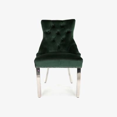 The Range Green Velvet Clio Dining Chair With Ring Knocker  - Green