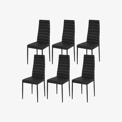 The Range Set of 6 PVC Leather Dining Chairs - Black
