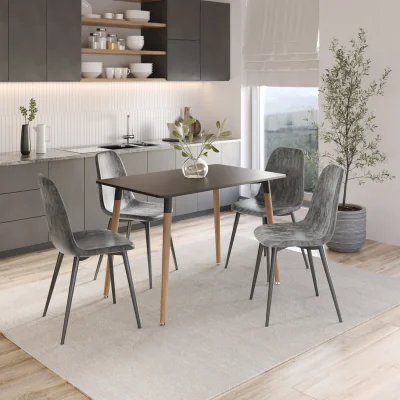 The Range Modern Faux Leather Dining Chair with Metal Legs - Grey