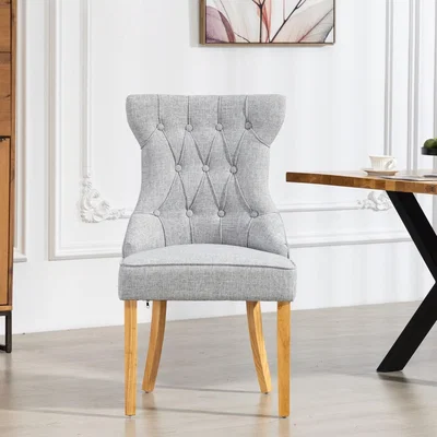 The Range Tiana Fabric Dining Chairs - Set of 2 - Light Grey