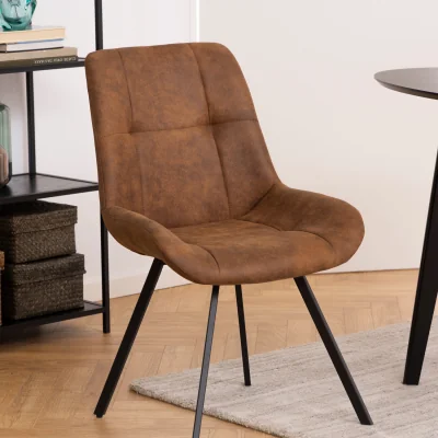 The Range Waylor Dining Chair in Brown Fabric Set of 2 - Brown Fabric