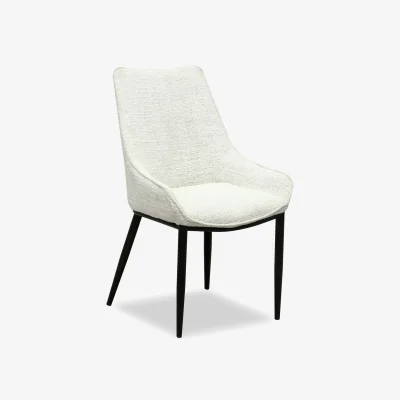 The Range Antraigues White Fabric Dining Chair with Black Metal Legs - White