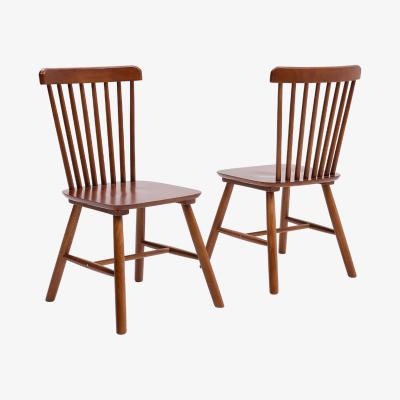 The Range Set of 2 Wooden Dining Chair Nordic Windsor Cafe Chairs - Walnut Effect